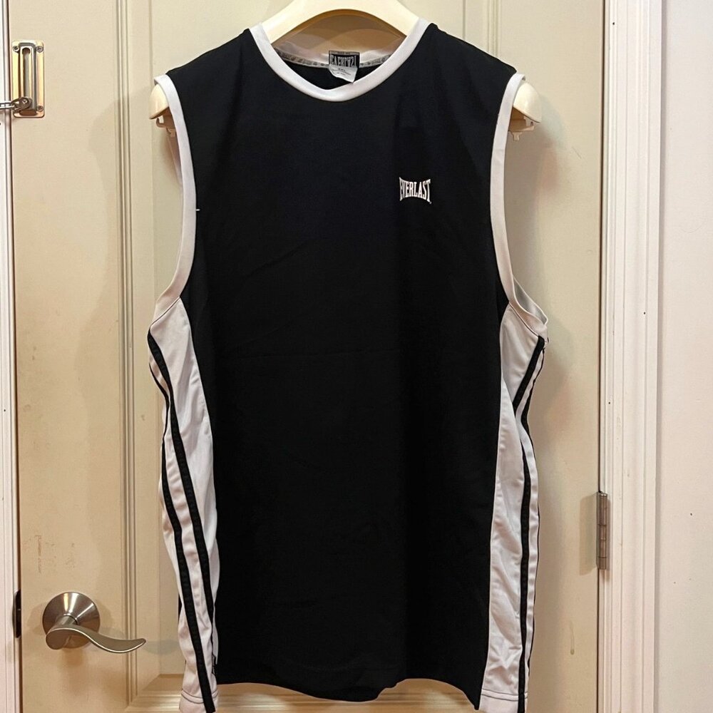 Everlast Men's Size XXL 100% Polyester Sleeveless Mesh Athletic Shirt. Black